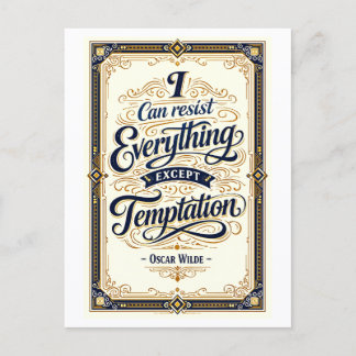 "I Can Resist Everything" Wilde Quotation Postkarte