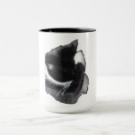 I Can't Even Right Meow Tasse<br><div class="desc">Introducing Binx... This humorous image features a black-and-white tuxedo cat curled up with one paw dramatically covering his face, as if he has completely given up on the day. With his head tucked down and eyes hidden, the cat looks adorably fed up—like he just heard the most ridiculous thing imaginable...</div>