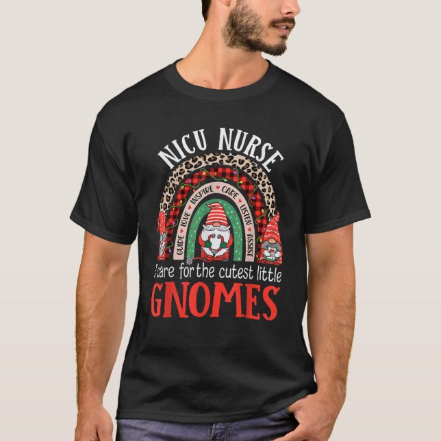 I Care For The Cutest Gnomes Funny Christmas NICU  T-Shirt (Vorderseite)