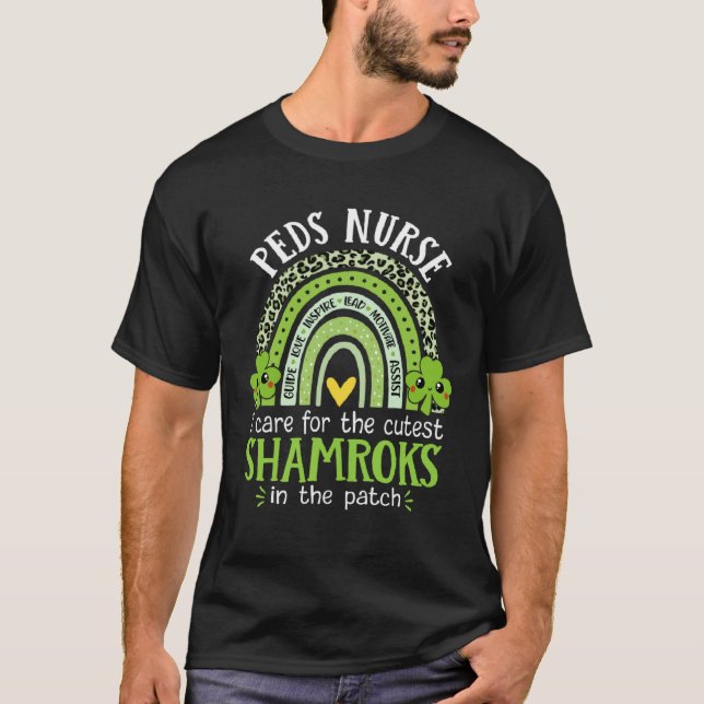 I Care For The Cutest Shamrocks Peds Nurse St Patr T-Shirt (Vorderseite)