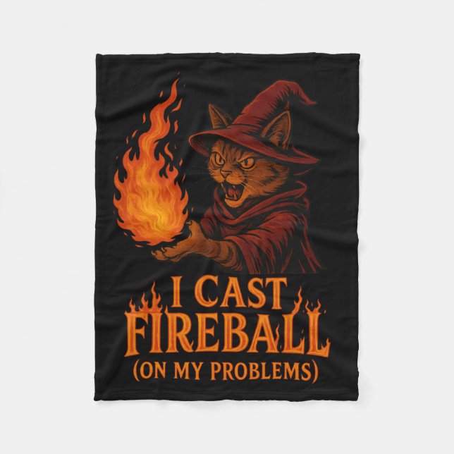 I Cast Fireball On My Problem Cat Rpg Gamer Family Fleecedecke (Vorderseite)