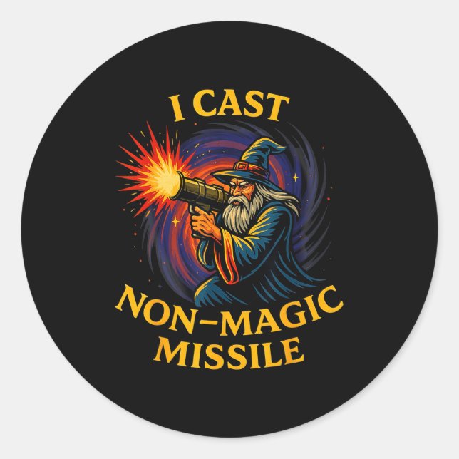 I Cast Non-magic Missile Funny Wizard Parody Meme  Runder Aufkleber (Vorderseite)