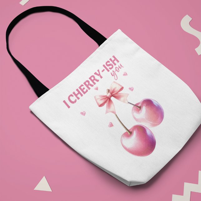 "I Cherry-ish You" mit Individuelle Name Romantik ('I Cherry-ish You' with Custom Name Romantic Tote Bag)