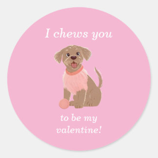 I Chews You To Be My Valentine Dog Card Runder Aufkleber