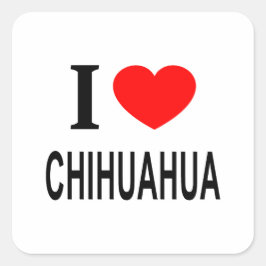 I ❤️ CHIHUAHUA I LIEBE CHIHUAHUA I HERZ CHIHUAHUA QUADRATISCHER AUFKLEBER