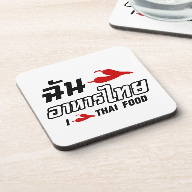 I Chili (Liebe) Thailändische Küche Getränkeuntersetzer (Linke Seite)