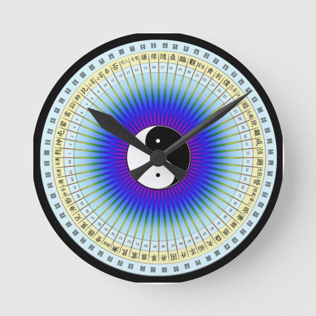 I Ching Hexagrams Clock Runde Wanduhr (Vorderseite)