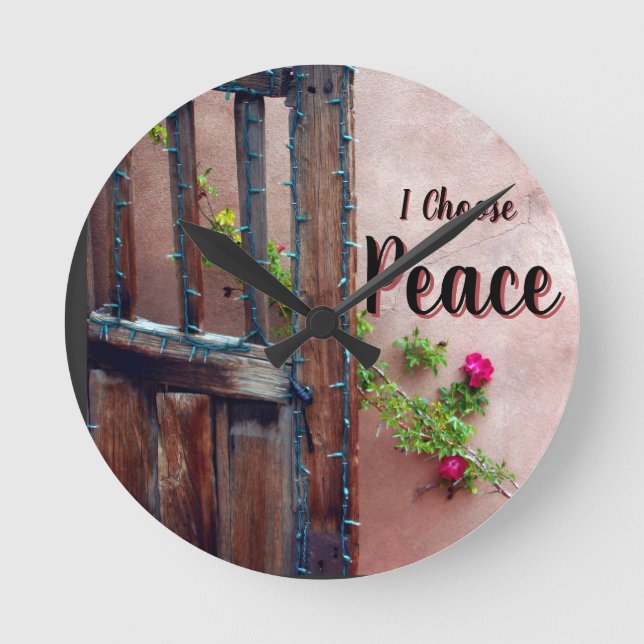 I Choose Peace Round Clock Runde Wanduhr (Vorderseite)