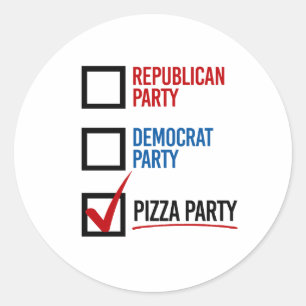 I Choose Pizza Party Runder Aufkleber