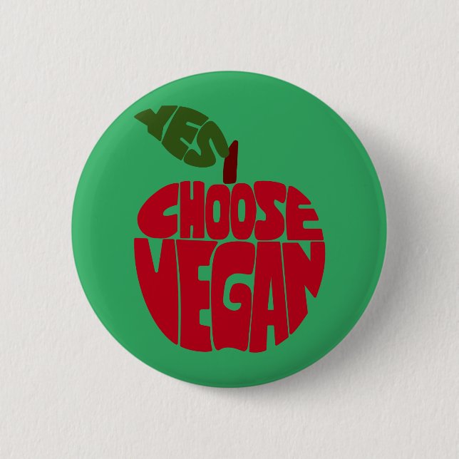 I Choose Vegan - Apple Typografy Button (Vorderseite)