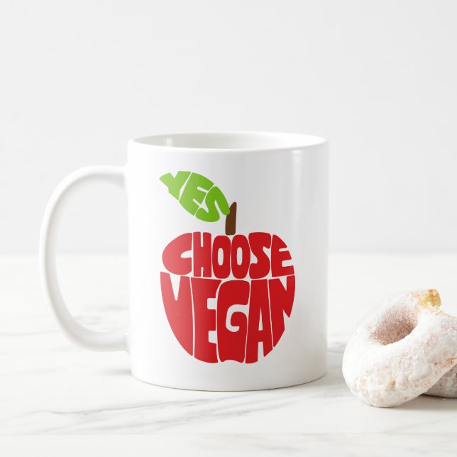 I Choose Vegan - Apple Typografy Kaffeetasse (Mit Donut)