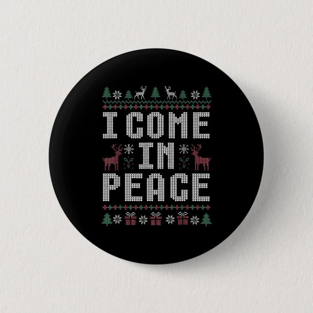I Come In Peace Couple Matching Ugly Christmas Swe Button (Vorderseite)
