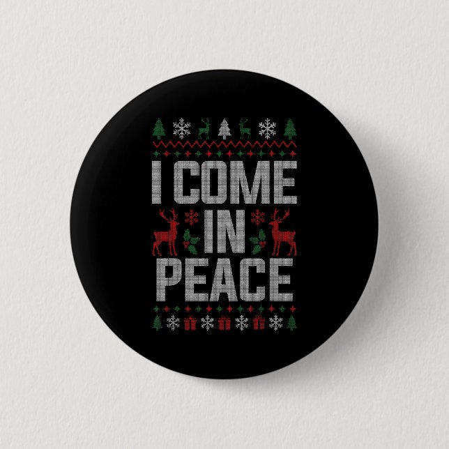 I Come In Peace Couple Matching Ugly Christmas Swe Button (Vorderseite)