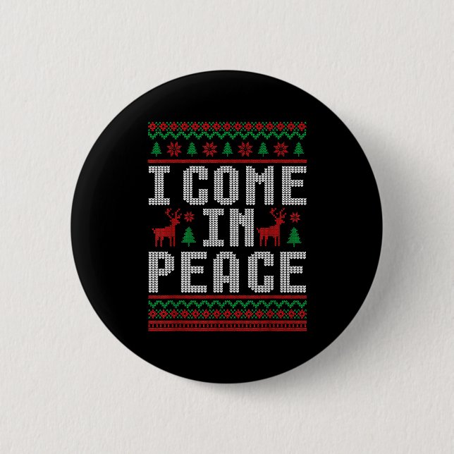 I Come In Peace Couple Matching Ugly Christmas Swe Button (Vorderseite)