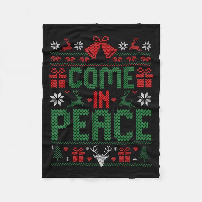 I Come In Peace Couple Matching Ugly Christmas Swe Fleecedecke (Vorderseite)