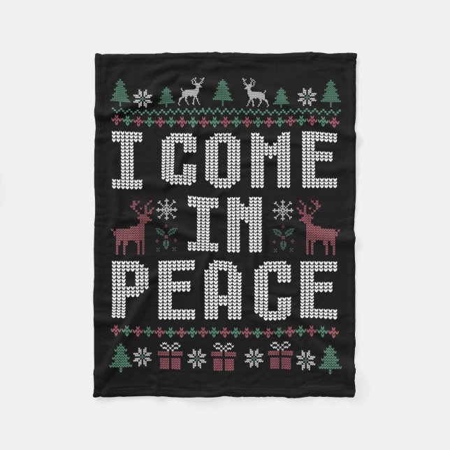 I Come In Peace Couple Matching Ugly Christmas Swe Fleecedecke (Vorderseite)
