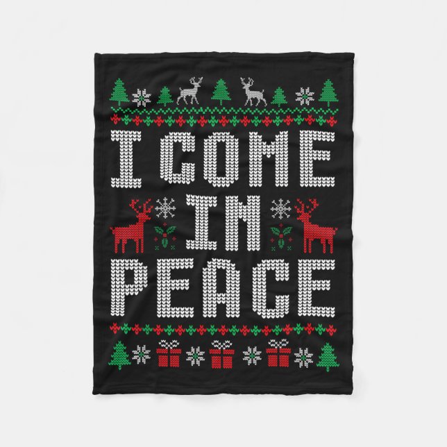 I Come In Peace Couple Matching Ugly Christmas Swe Fleecedecke (Vorderseite)