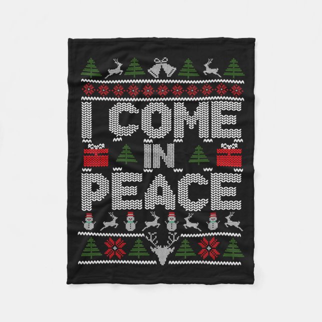 I Come In Peace Couple Matching Ugly Christmas Swe Fleecedecke (Vorderseite)