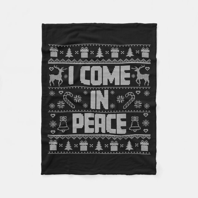 I Come In Peace Couple Matching Ugly Christmas Swe Fleecedecke (Vorderseite)