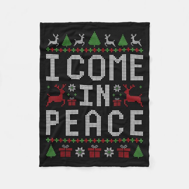 I Come In Peace Couple Matching Ugly Christmas Swe Fleecedecke (Vorderseite)