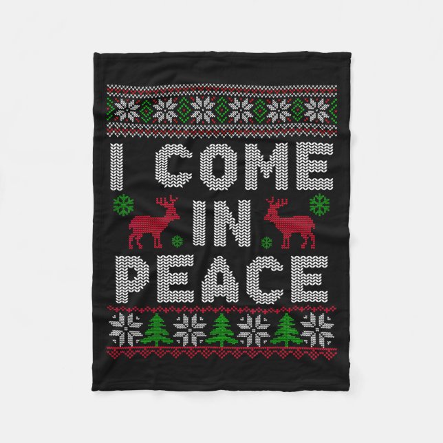 I Come In Peace Couple Matching Ugly Christmas Swe Fleecedecke (Vorderseite)