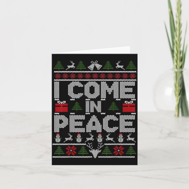 I Come In Peace Couple Matching Ugly Christmas Swe Karte (Vorderseite)