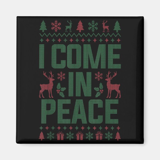I Come In Peace Couple Matching Ugly Christmas Swe Magnet (Vorne)