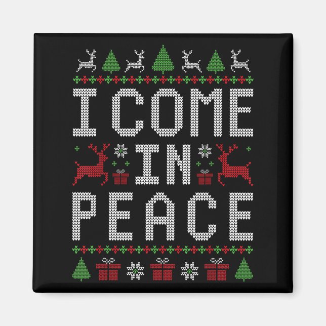I Come In Peace Couple Matching Ugly Christmas Swe Magnet (Vorne)