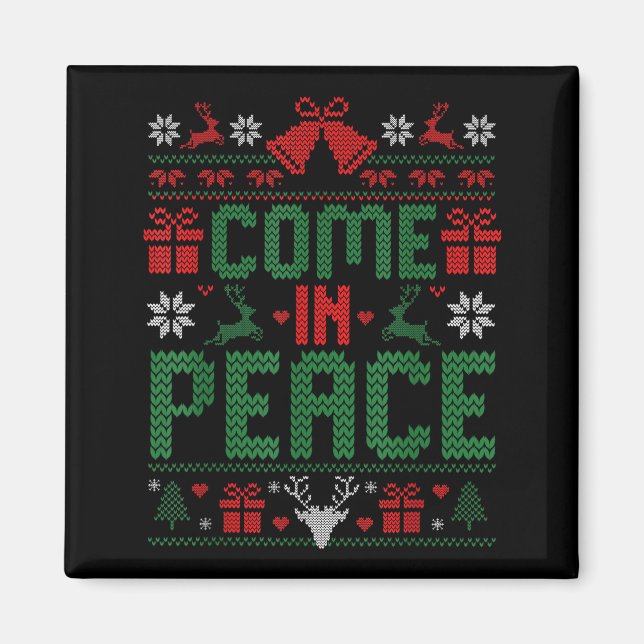 I Come In Peace Couple Matching Ugly Christmas Swe Magnet (Vorne)