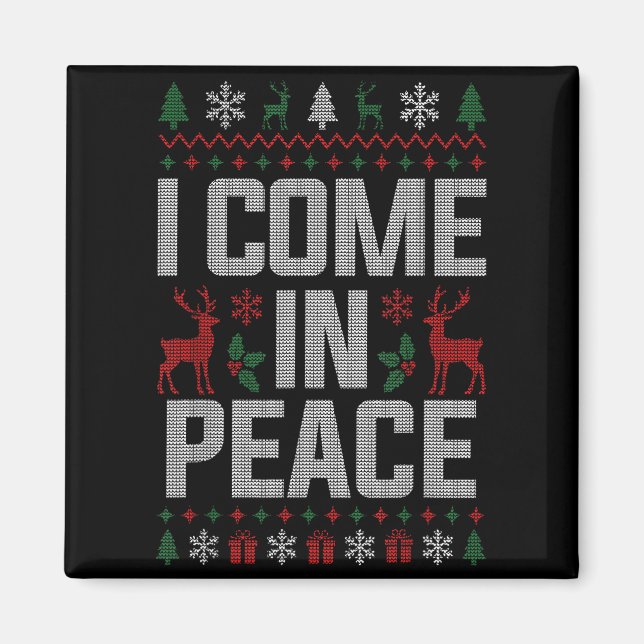 I Come In Peace Couple Matching Ugly Christmas Swe Magnet (Vorne)