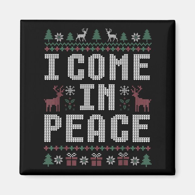 I Come In Peace Couple Matching Ugly Christmas Swe Magnet (Vorne)