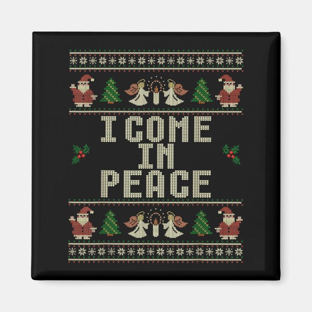 I Come In Peace Couple Matching Ugly Christmas Swe Magnet (Vorne)