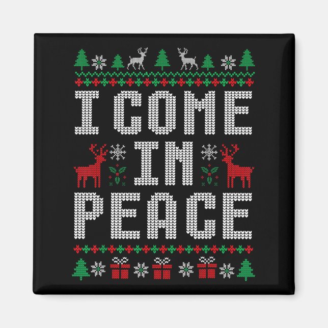 I Come In Peace Couple Matching Ugly Christmas Swe Magnet (Vorne)