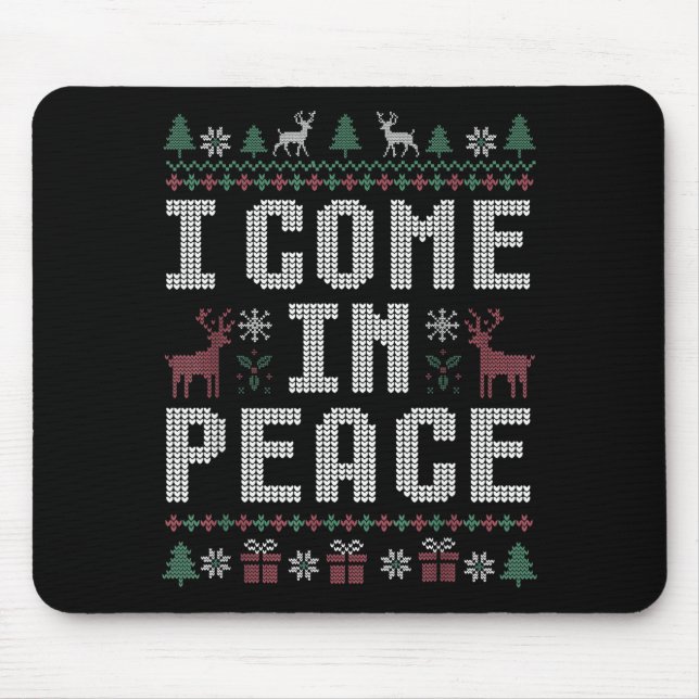 I Come In Peace Couple Matching Ugly Christmas Swe Mousepad (Vorne)