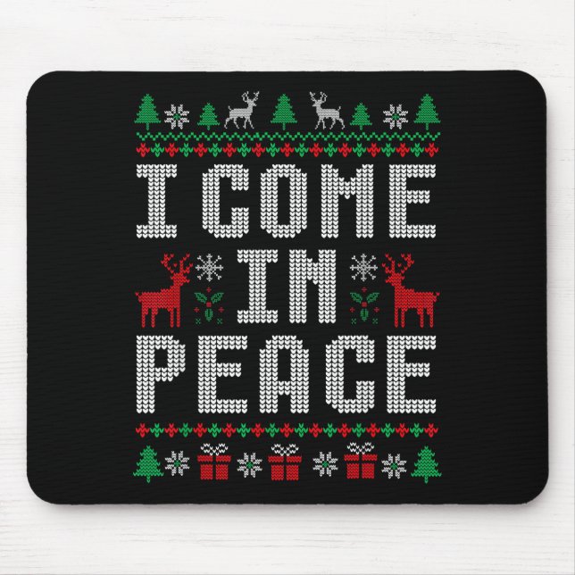 I Come In Peace Couple Matching Ugly Christmas Swe Mousepad (Vorne)