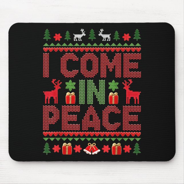 I Come In Peace Couple Matching Ugly Christmas Swe Mousepad (Vorne)