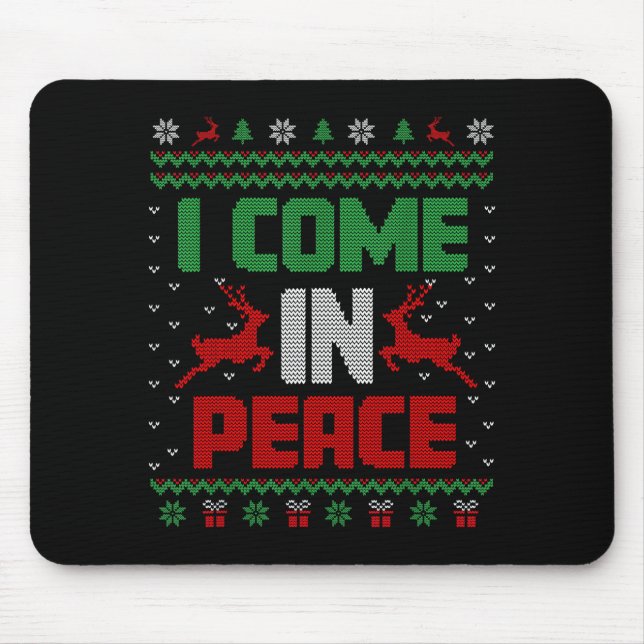I Come In Peace Couple Matching Ugly Christmas Swe Mousepad (Vorne)