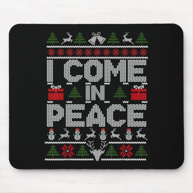 I Come In Peace Couple Matching Ugly Christmas Swe Mousepad (Vorne)