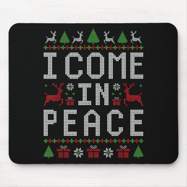 I Come In Peace Couple Matching Ugly Christmas Swe Mousepad (Vorne)