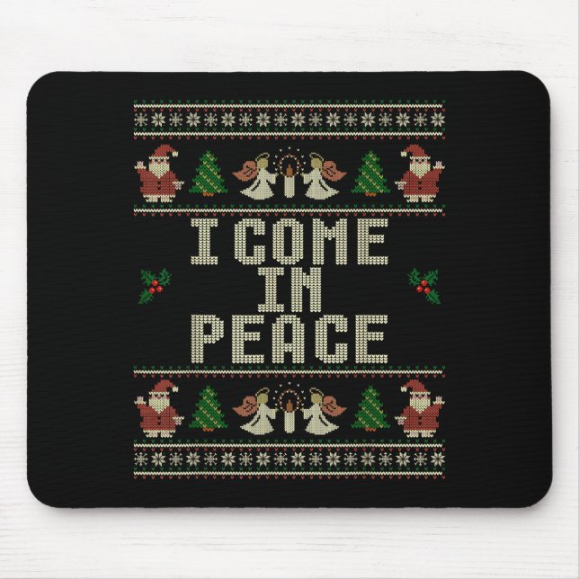 I Come In Peace Couple Matching Ugly Christmas Swe Mousepad (Vorne)