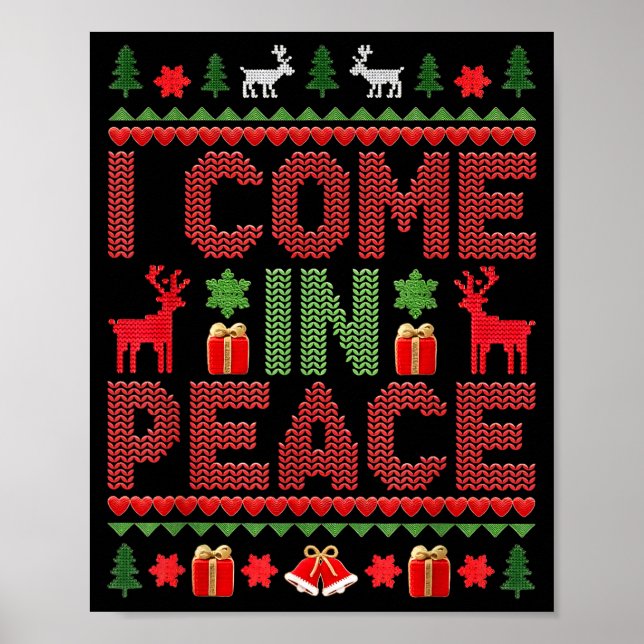 I Come In Peace Couple Matching Ugly Christmas Swe Poster (Vorne)