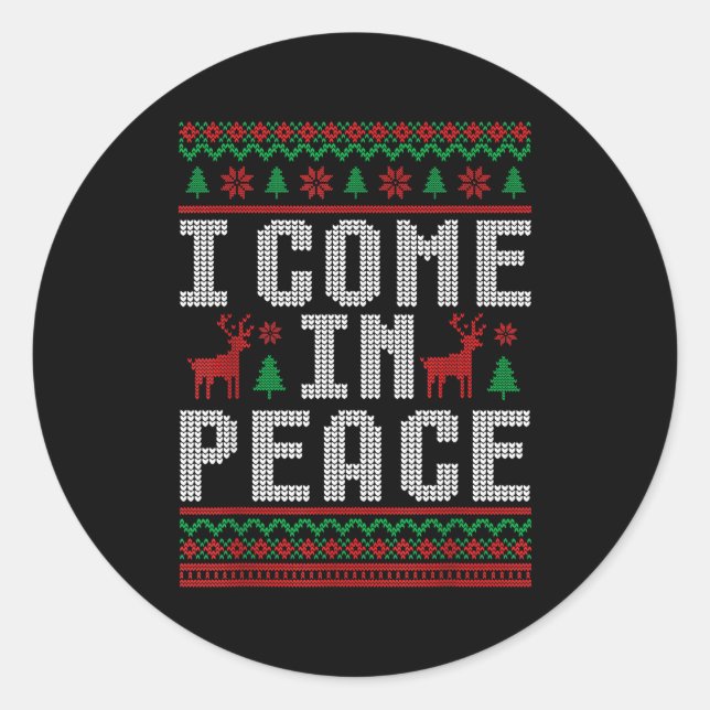 I Come In Peace Couple Matching Ugly Christmas Swe Runder Aufkleber (Vorderseite)