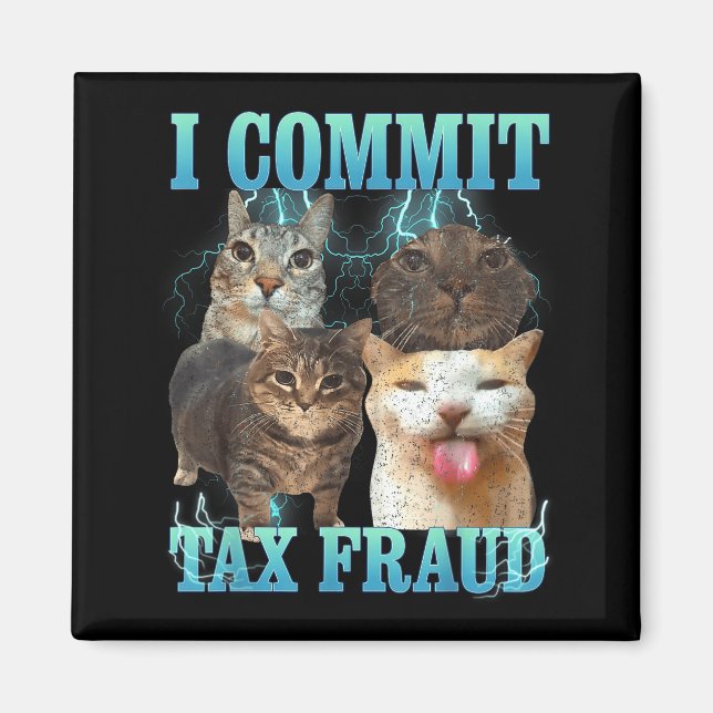 I Commit Tax Fraud Funny Cat Meme Bootleg Graphic  Magnet (Vorne)