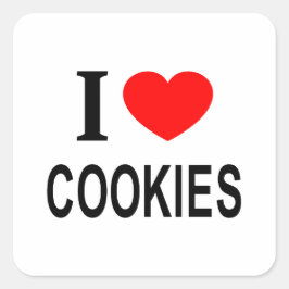 I ❤️ COOKIES I LIEBE COOKIES I HERART COOKIES QUADRATISCHER AUFKLEBER