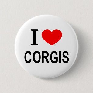 I ❤️ CORGIS I LIEBE CORGIS I HERZKORGIS BUTTON