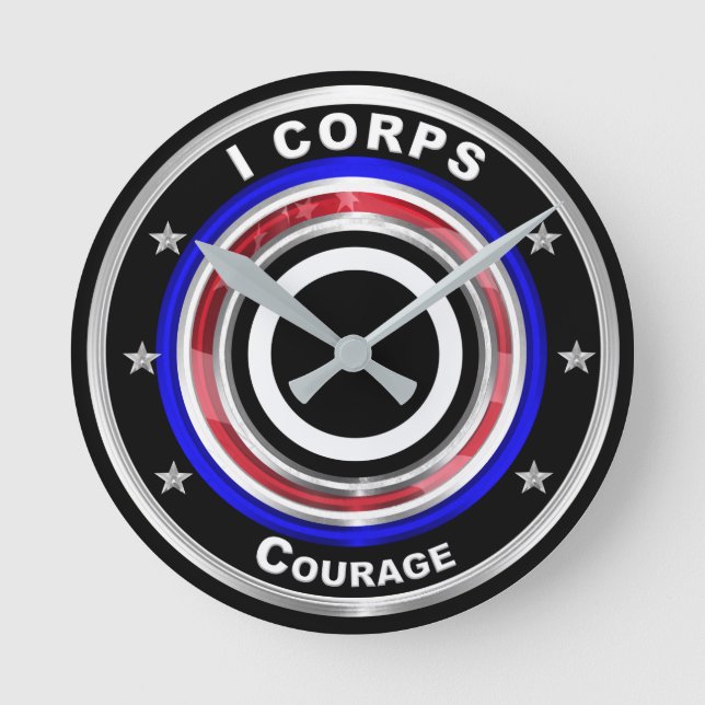 I Corps "America's Corps" Keepake Runde Wanduhr (Vorderseite)