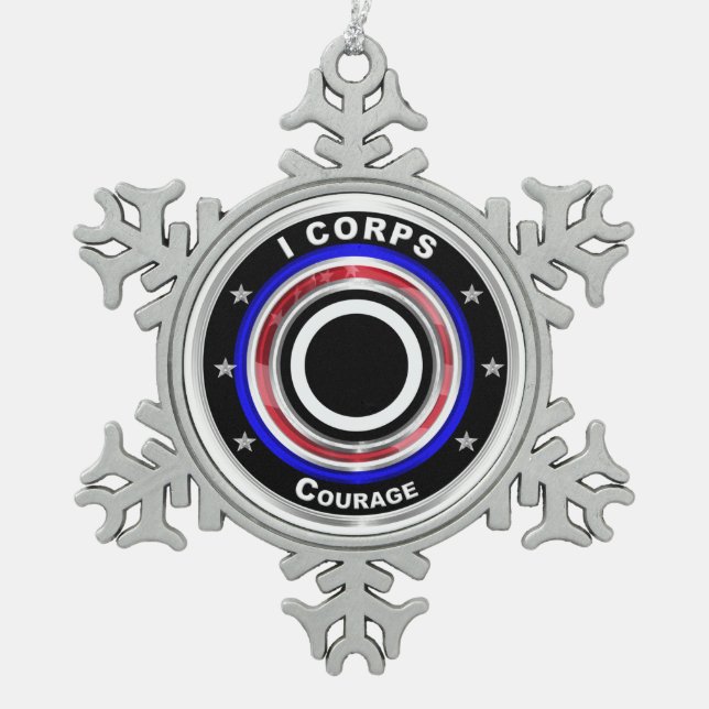 I Corps "America's Corps" Keepake Schneeflocken Zinn-Ornament (Vorderseite)
