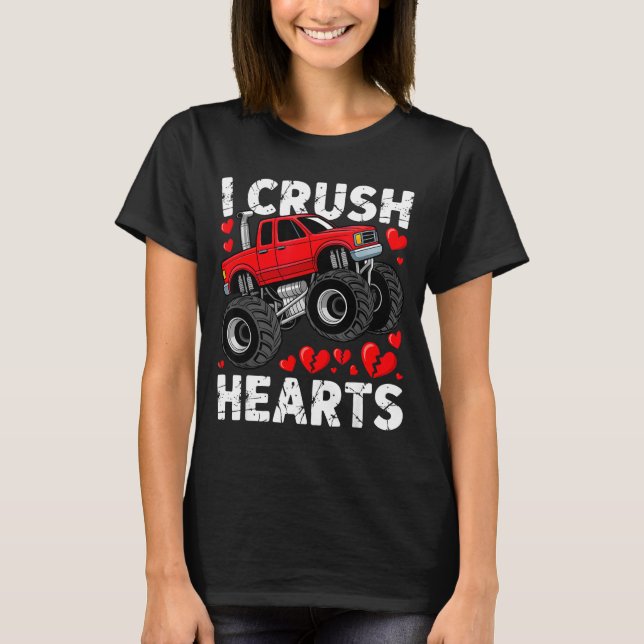 I Crush Hearts Valentine Monster Truck Boys Toddle T-Shirt (Vorderseite)