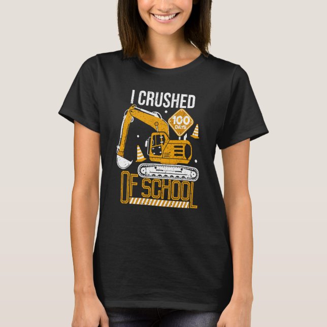 I Crushed 100 Days of School Boys Kid Construction T-Shirt (Vorderseite)