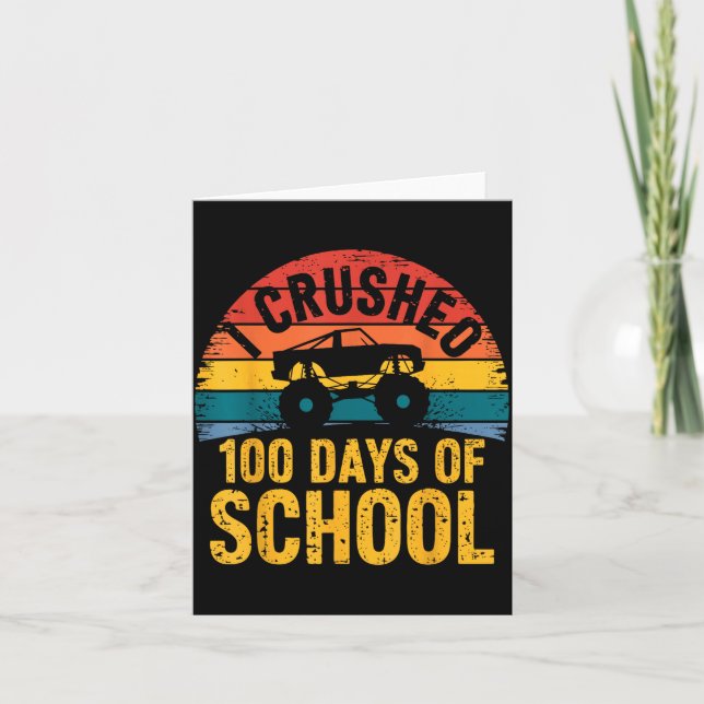 I Crushed 100 Days Of School Truck Lovers Kids Tea Karte (Vorderseite)
